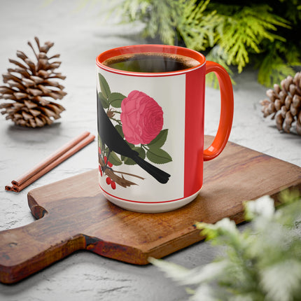 Blackbird & Rose Colorful Mugs – Timeless Elegance & Nature's Harmony