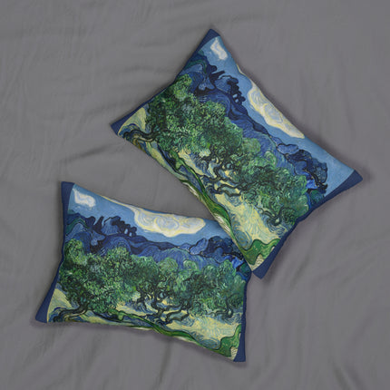 Olive Trees by Vincent Van Gogh Spun Polyester Lumbar Pillow