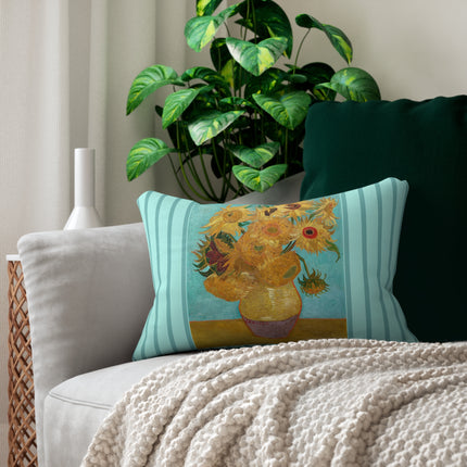 Vase with Twelve Sunflowers by Vincent Van Gogh Spun Polyester Lumbar Pillow