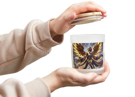 Valkyrie Descending Through Storm Frosted Glass Candle, 11oz