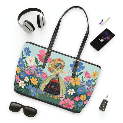 🌸🪞 The Floral Parasol Reflection Shoulder Bag – Art Deco Garden Fantasy