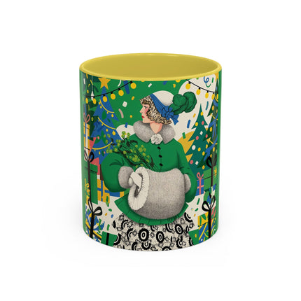 🍀🎄 The Emerald Holly Christmas Colorful Mug – Art Deco Holiday Elegance