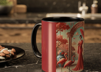 Petals, Porcelain, and Flamingos Colorful Mugs (11oz, 15oz)