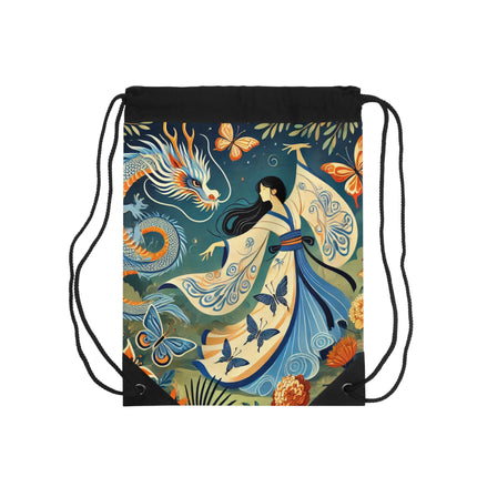 Fairy Waltz in the Butterfly Garden Drawstring Bag