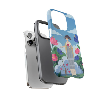 🌸🎩 The Lady Of The Grand Flower Garden Phone Case – Art Deco Fashion Illustration