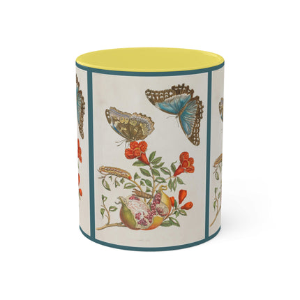 Blue Butterflies and Pomegranate by Maria Sibylla Merian Colorful Mugs, 11oz