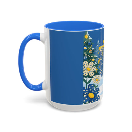 💙🌼 The Bluebell Christmas Promenade Colorful Mug – Art Deco Holiday Fantasy