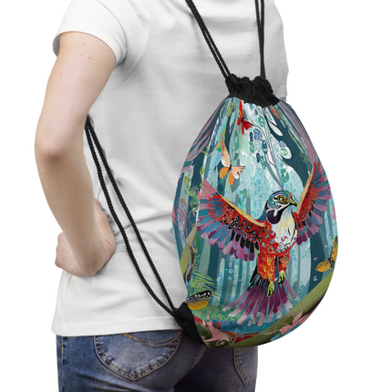 A Colorful Raptor Drawstring Bag