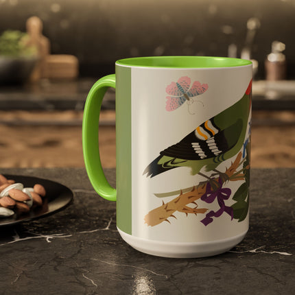 Woodpecker & Rose Colorful Mugs – Vibrant Spring & Bold Beauty