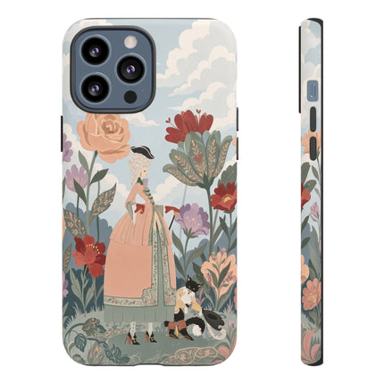 🌹🐈 The Lady And Puss In Boots Phone Case – Art Deco Floral Whimsy