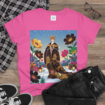 🌸✨ The Golden Garden Empress Cotton Tee – Asian-Inspired Floral Fantasy