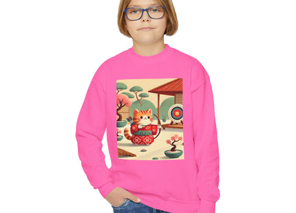 Archer Kitten in the Zen Garden Youth Crewneck Sweatshirt