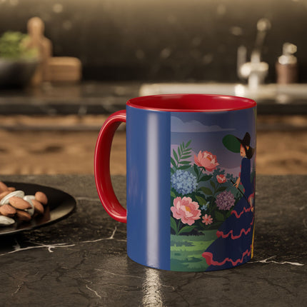 The Lady Of The Garden Stroll Colorful Mugs – Art Deco Botanical Elegance