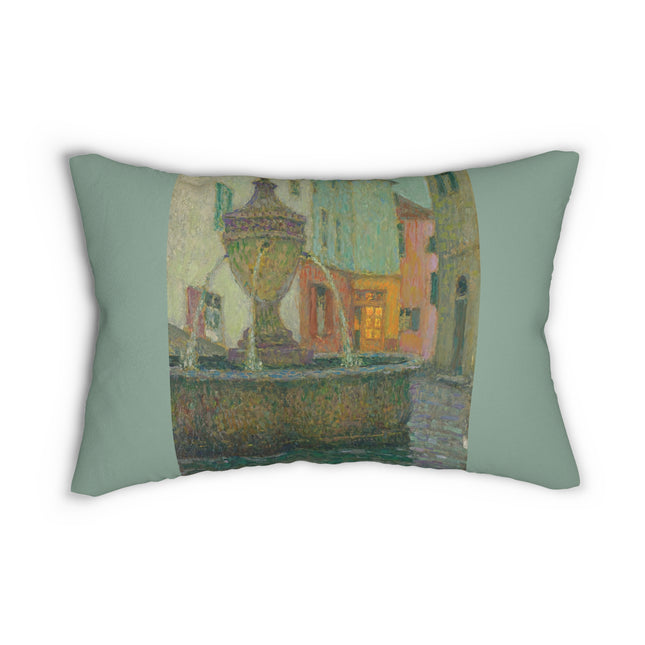 La Fontaine, Saint-Paul De Vence by Henri Le Sidaner Spun Polyester Lumbar Pillow