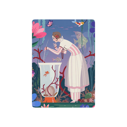 🐠🌸 The Lady Of The Enchanted Aquarium Playing Cards – Art Deco Aquatic Elegance