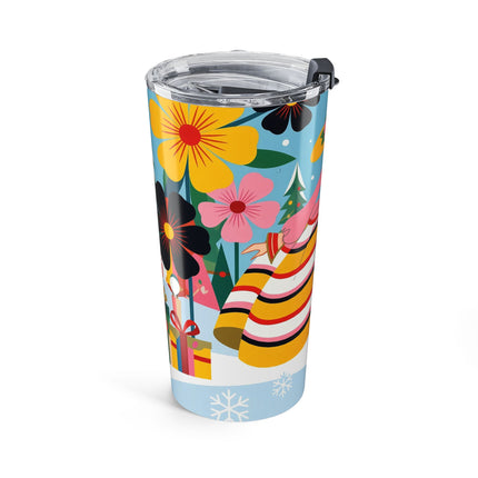 🎁🌸 The Lady Of The Striped Christmas Garden Tumbler – Art Deco Holiday Fantasy