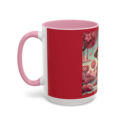 Whimsical Geisha Kitten in a Valentine Garden Colorful Mugs (11oz, 15oz)