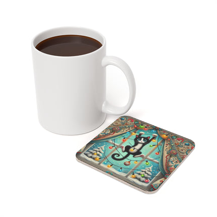 Mischief in Tinselland Cork Back Coaster