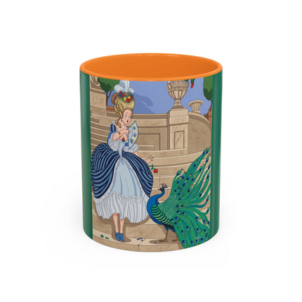 The Peacock's Admiration Colorful Mug (11oz, 15oz) – Rococo Elegance, Peacock Beauty & Garden Charm