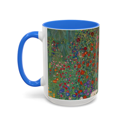 Farm Garden with Sunflowers by Gustav Klimt Colorful Mugs (11oz, 15oz)