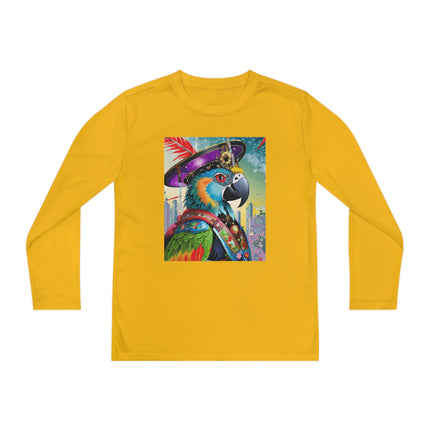 Tech Plumes Youth Long Sleeve Competitor Tee – Neon Wings & Cyberpunk Adventure