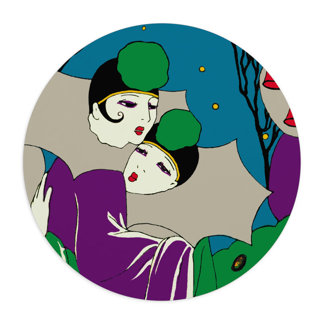 Two Pierrots Mouse Pad, Round and Rectangle