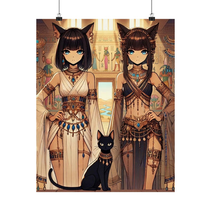 🐱🏛️ Egyptian Priestess Cats Matte Vertical Poster – Temple Guardians & Ancient Grace