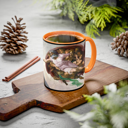 The Creation of Adam by Michelangelo Buonarroti Colorful Mugs (11oz, 15oz)