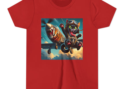 Parachuting Cat Commando Youth Short Sleeve Tee