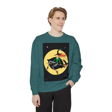 A Witch’s Moonlit Flight Unisex Garment-Dyed Sweatshirt
