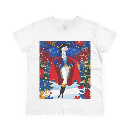🎄🎭 The Christmas Masquerade Lady Cotton Tee – Art Deco Holiday Glamour
