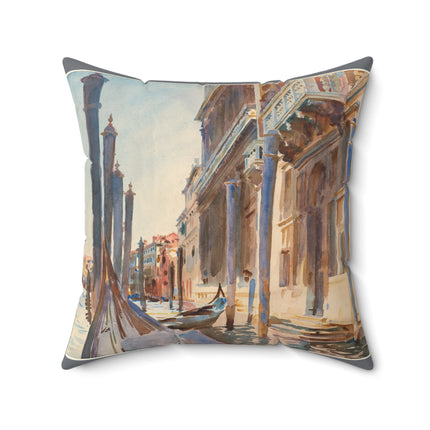 Gondola Moorings on the Grand Canal by John Singer Sargent Spun Polyester Square Pillow