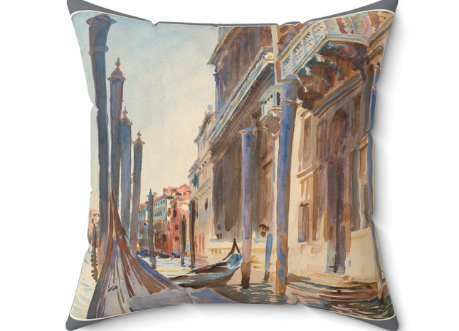 Gondola Moorings on the Grand Canal by John Singer Sargent Spun Polyester Square Pillow
