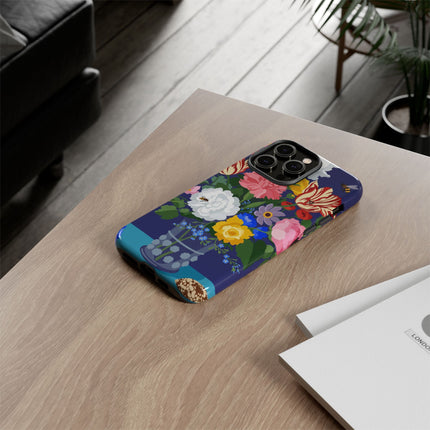 Midnight Floral Bouquet Phone Case – Vibrant Blooms & Enchanted Garden