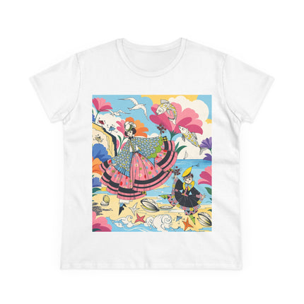 🐚🐟 The Seaside Fantasy Cotton Tee – Art Deco Ocean Whimsy