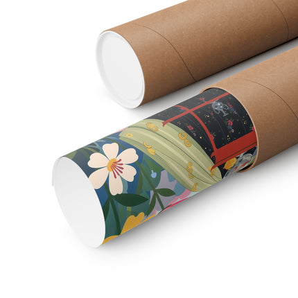 🌸🪞 The Lady Of The Flower Parasol Matte Vertical Poster – Art Deco Garden Whimsy