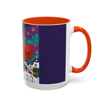 🎁✨ The Lady Of The Christmas Hatbox Colorful Mug – Art Deco Holiday Fantasy