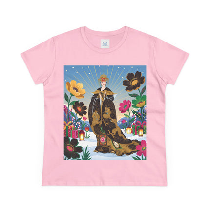 🌸✨ The Golden Garden Empress Cotton Tee – Asian-Inspired Floral Fantasy