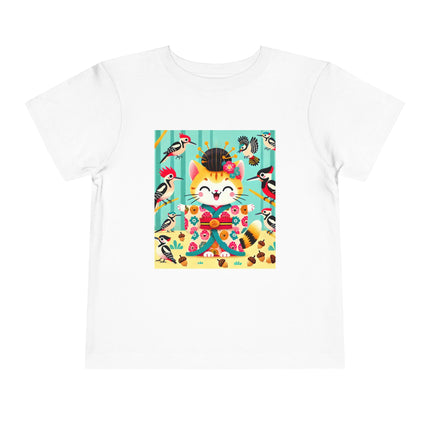 Geisha Kitten in the Woodpecker Grove Toddler Short Sleeve Tee