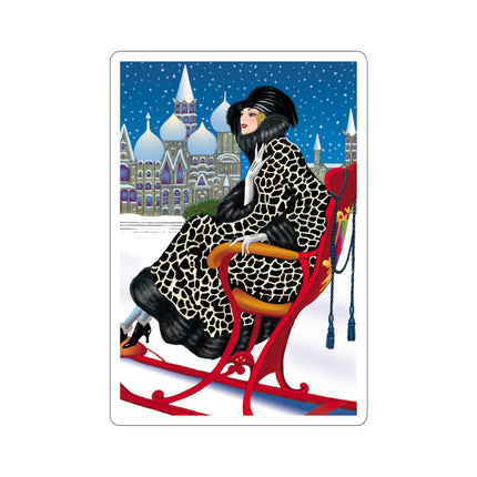 Elegant Winter Woman in Sleigh Kiss-Cut Stickers (4 Sizes)