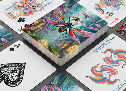 Neon Swarm Playing Cards