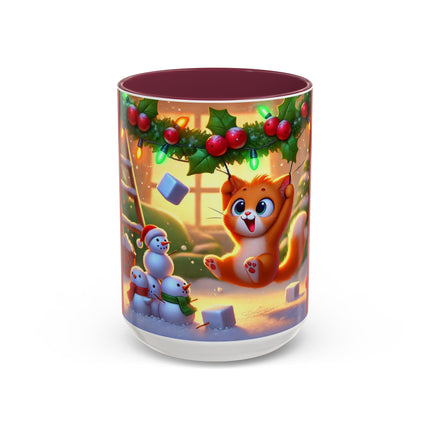 Naughty or Nice Kitten Christmas Colorful Mugs (11oz, 15oz)