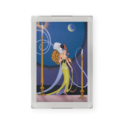Smoke and Secrets: A Glamorous Encounter in Prohibition Era Acrylic Serving Tray