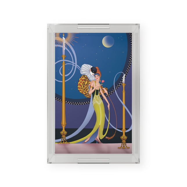 Smoke and Secrets: A Glamorous Encounter in Prohibition Era Acrylic Serving Tray