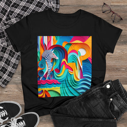 Surfing Zebra Women's Midweight Cotton Tee
