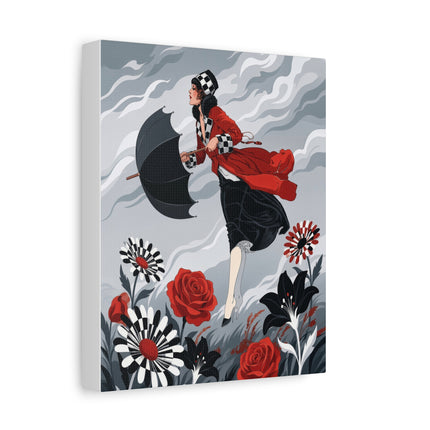 🌹☂️ The Lady In The Storm Placemat – Art Deco Floral Drama