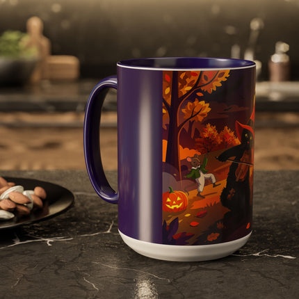 🐈‍⬛🎻 The Black Cat's Moonlit Melody Colorful Mug – Whimsical Halloween Music