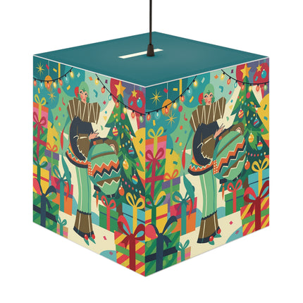 🎄✨ The Lady Of The Christmas Ornament Light Cube Lamp – Art Deco Holiday Fantasy
