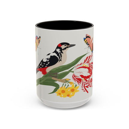 Woodpecker & Tulip Colorful Mugs – Vibrant Spring & Bold Beauty