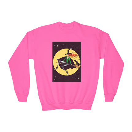 A Witch’s Moonlit Flight Youth Crewneck Sweatshirt